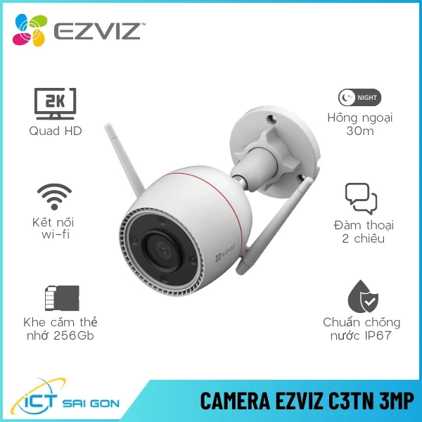 Camera Wifi Ngoài Trời EZVIZ C3TN 3MP Tích Hợp Mic Loa