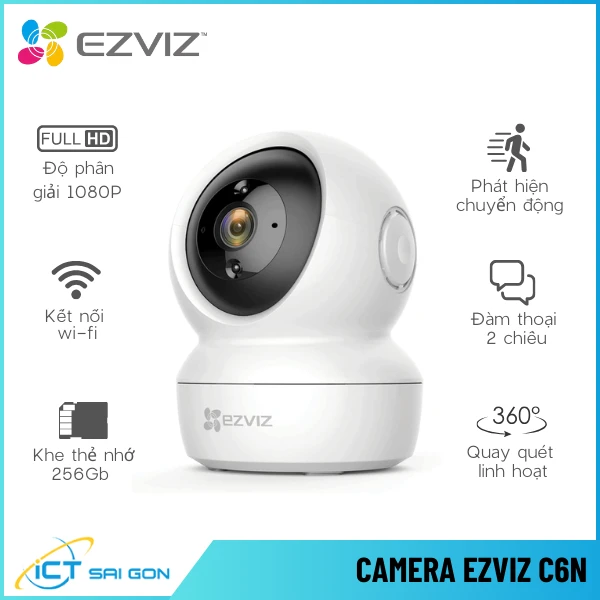 Camera Wifi EZVIZ C6N 1080P PTZ 360 Tích Hợp Mic Loa