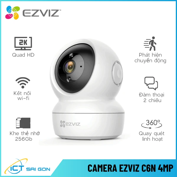 Camera Wifi EZVIZ C6N 4MP PZ 360 Tích Hợp Mic Loa