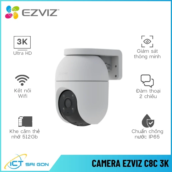 Camera Wifi Quay Quét EZVIZ C8C 3K Tích Hợp Mic Loa IP65