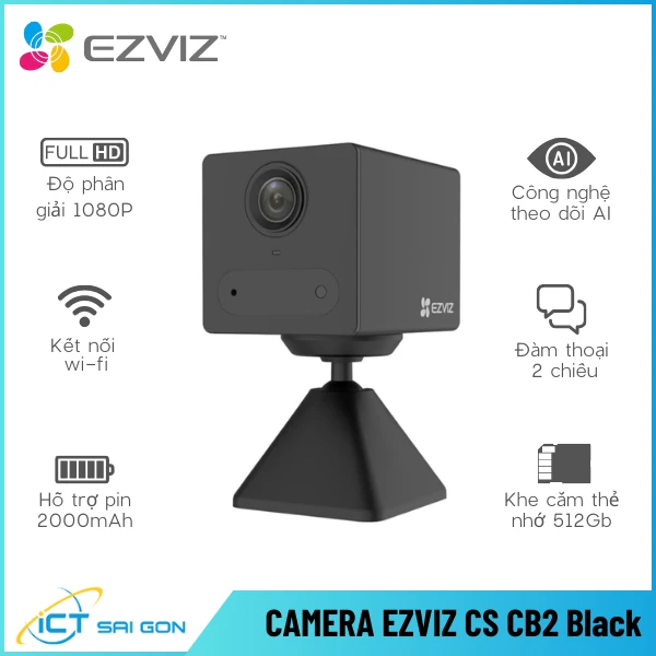 Camera Wifi Dùng Pin EZVIZ CS-CB2 2MP Tích Hợp Mic Loa (Black)