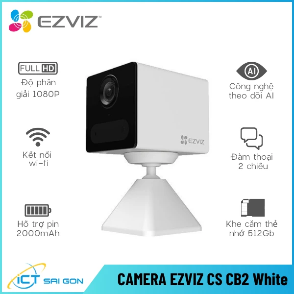 Camera Wifi Dùng Pin EZVIZ CS-CB2 2MP Đàm Thoại 2 Chiều (White)