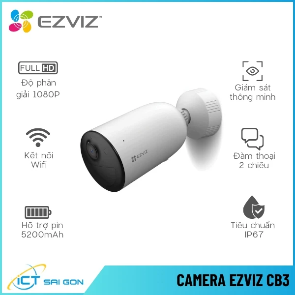 Camera Wifi Ngoài Trời EZVIZ CB3 2MP Dùng Pin / Tích Hợp Mic Loa