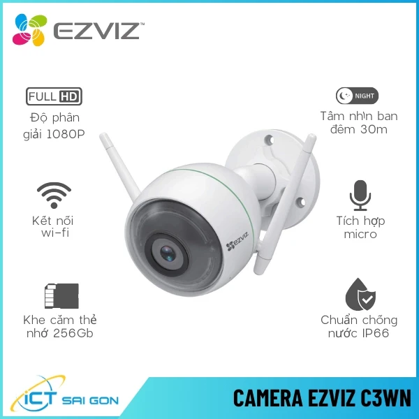 Camera Wifi Ngoài Trời EZVIZ C3WN 2MP Tích Hợp Micro IP66