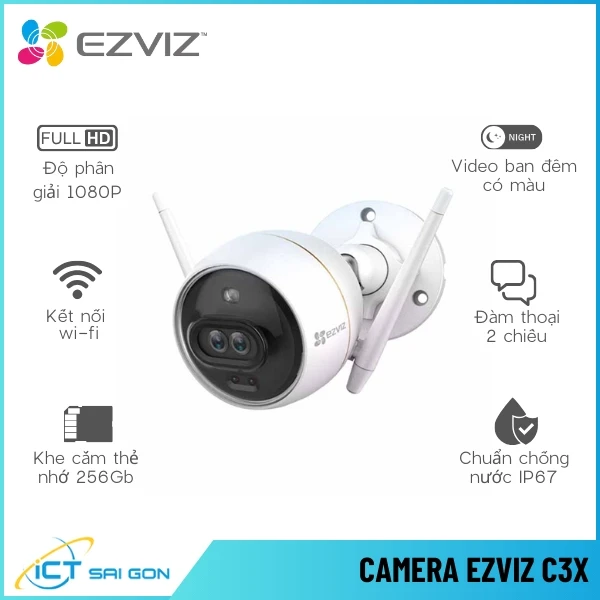 Camera Wifi Ngoài Trời EZVIZ C3X 2MP Tích Hợp Mic Loa