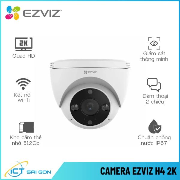 Camera Wifi Ngoài Trời EZVIZ H4 2K Đàm Thoại 2 Chiều