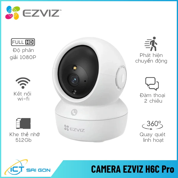 Camera Wifi EZVIZ H6C Pro 2MP PTZ 360 Tích Hợp Mic Loa