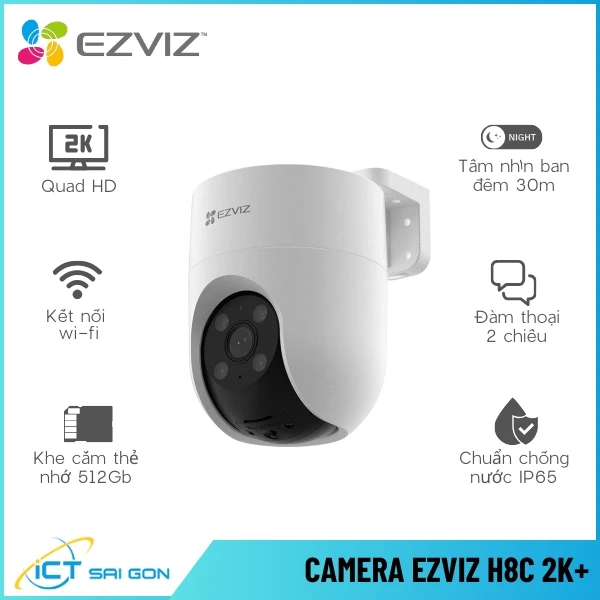 Camera Wifi Quay Quét EZVIZ H8C 2K Tích Hợp Mic Loa