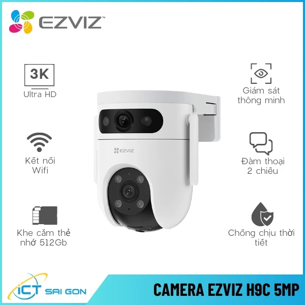 Camera Wifi Mắt Kép EZVIZ H9C 5MP Tích Hợp Mic Loa