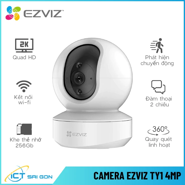 Camera Wifi EZVIZ TY1 4MP PTZ 360 Tích Hợp Mic Loa