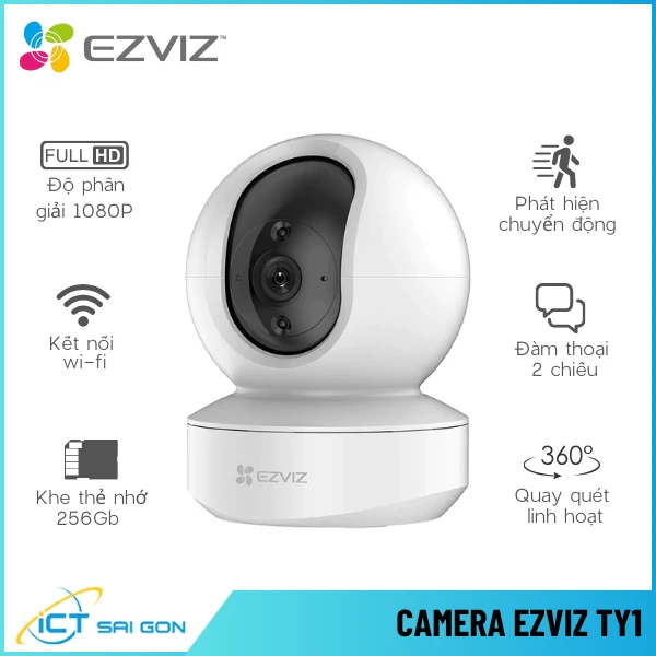 Camera Wifi EZVIZ TY1 1080P PTZ 360 Tích Hợp Mic Loa