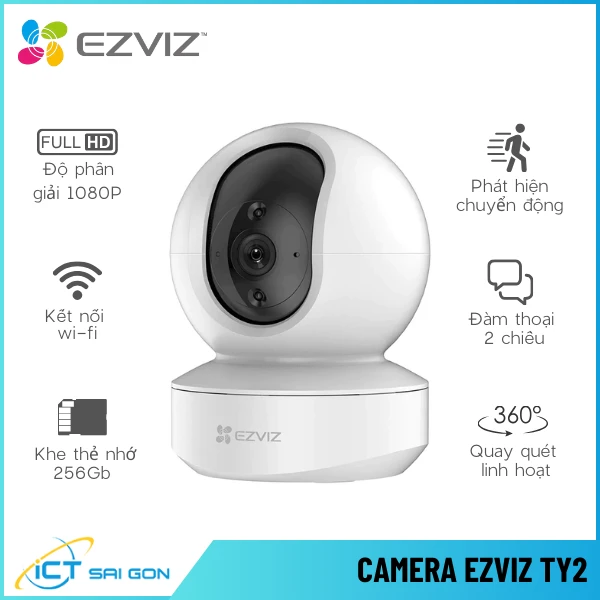 Camera  Wifi EZVIZ TY2 1080P PTZ 360 Tích Hợp Mic Loa