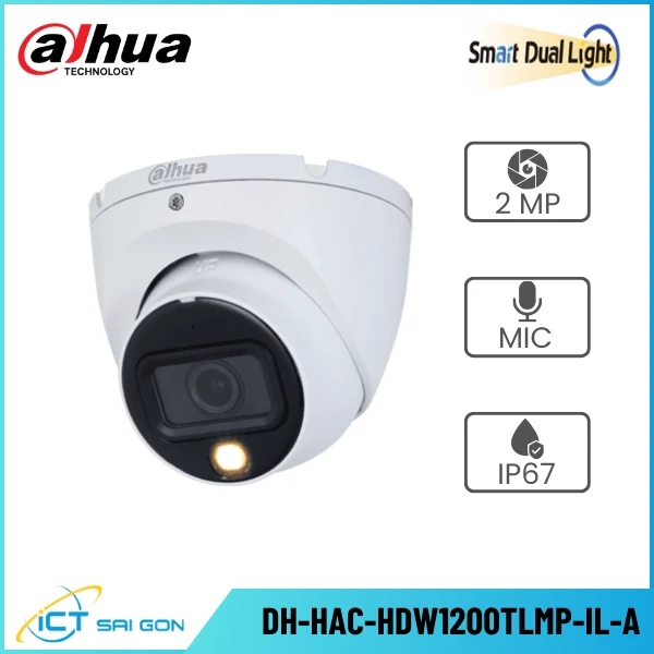 Camera HDCVI DAHUA DH-HAC-HDW1200TLMP-IL-A Dome 2MP Tích hợp Mic