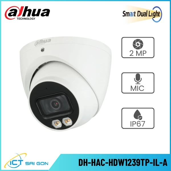 Camera HDCVI DAHUA DH-HAC-HDW1239TP-IL-A Dome 2MP Tích hợp Mic