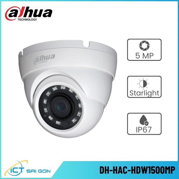 Camera HDCVI DAHUA DH-HAC-HDW1500MP 5MP Starlight IR Eyeball