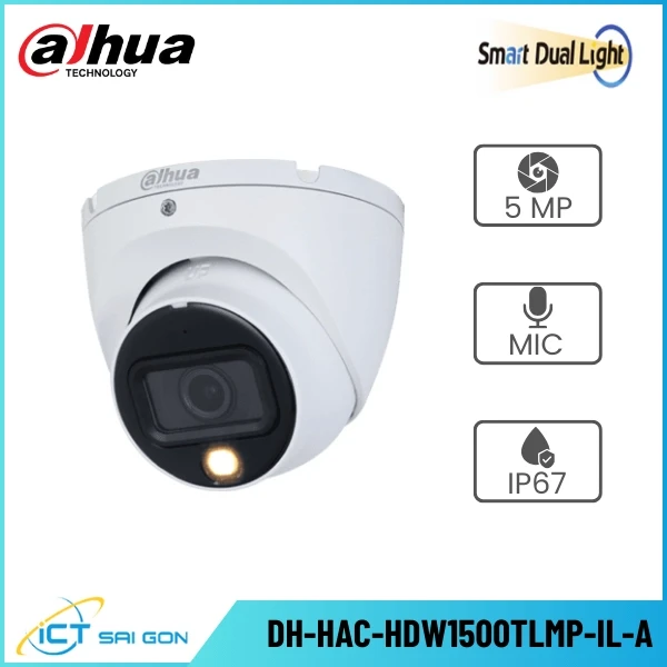 Camera HDCVI DAHUA DH-HAC-HDW1500TLMP-IL-A 5MP Tích hợp Mic