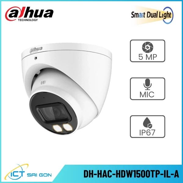 Camera HDCVI DAHUA DH-HAC-HDW1500TP-IL-A 5MP Tích hợp Mic