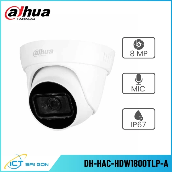 Camera HDCVI DAHUA DH-HAC-HDW1800TLP-A 4K IR Eyeball Tích Hợp Mic