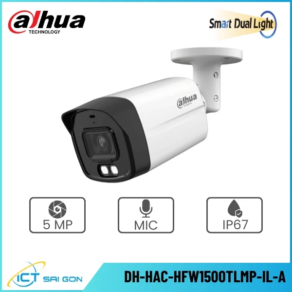 Camera HDCVI DAHUA DH-HAC-HFW1500TLMP-IL-A 5MP Tích hợp Mic