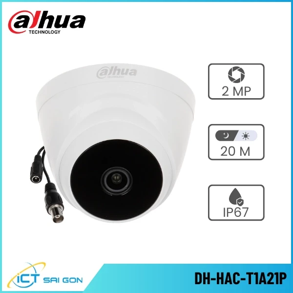 Camera HDCVI DAHUA DH-HAC-T1A21P Dome 2.0MP