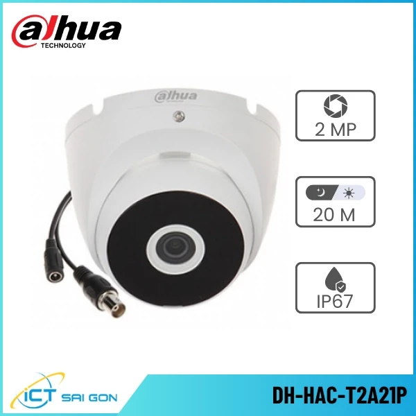 Camera HDCVI DAHUA DH-HAC-T2A21P Dome 2.0MP