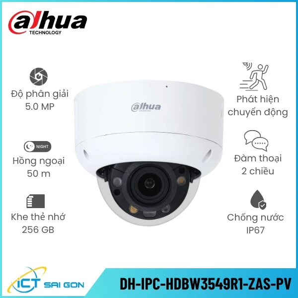 Camera IP DAHUA DH-IPC-HDBW3549R1-ZAS-PV 5.0MP Full Color