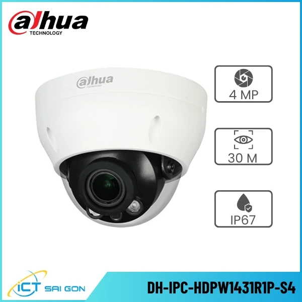 Camera IP DAHUA DH-IPC-HDPW1431R1P-S4 4MP Hỗ trợ ONVIF/PoE IP67