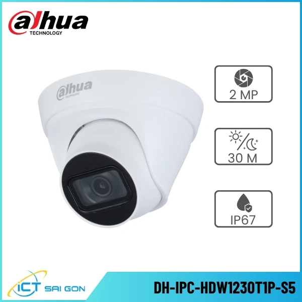 Camera IP DAHUA DH-IPC-HDW1230T1P-S5 2MP Dome Hỗ trợ ONVIF/PoE