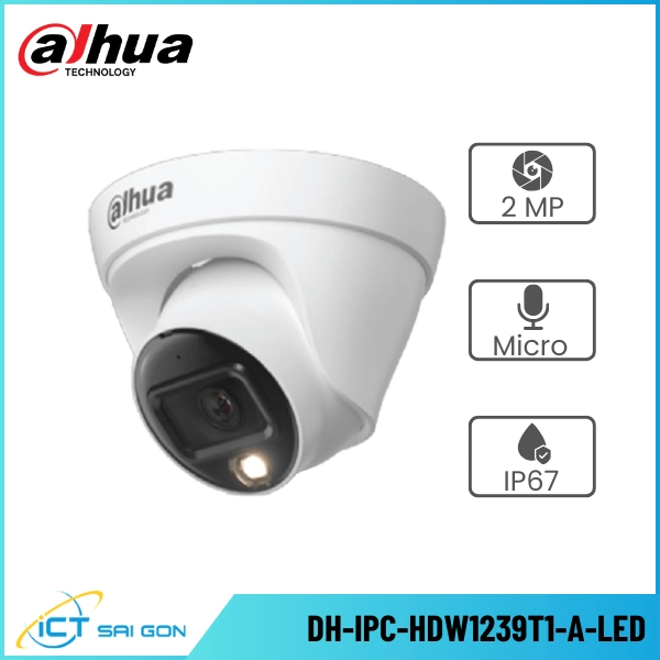 Camera IP DAHUA DH-IPC-HDW1239T1-A-LED 2MP Tích hợp Mic Full color