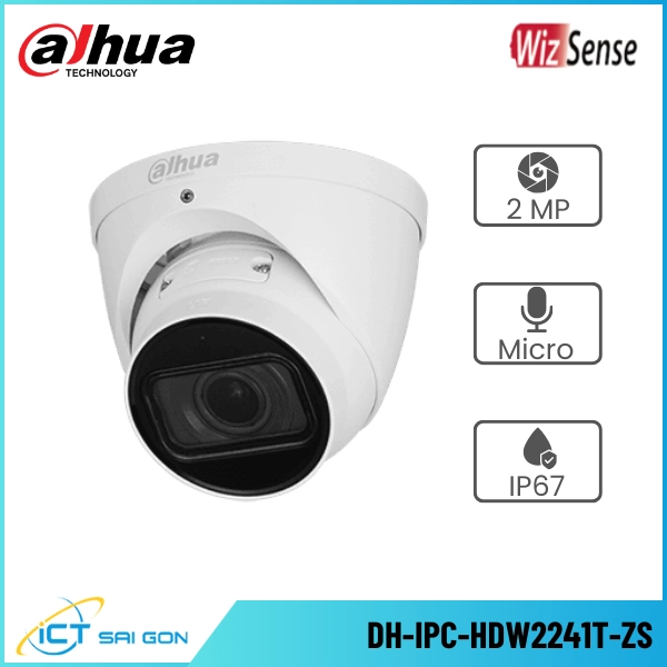 Camera IP DAHUA DH-IPC-HDW2241T-ZS 2MP Tích hợp Mic Onvif/PoE IP67