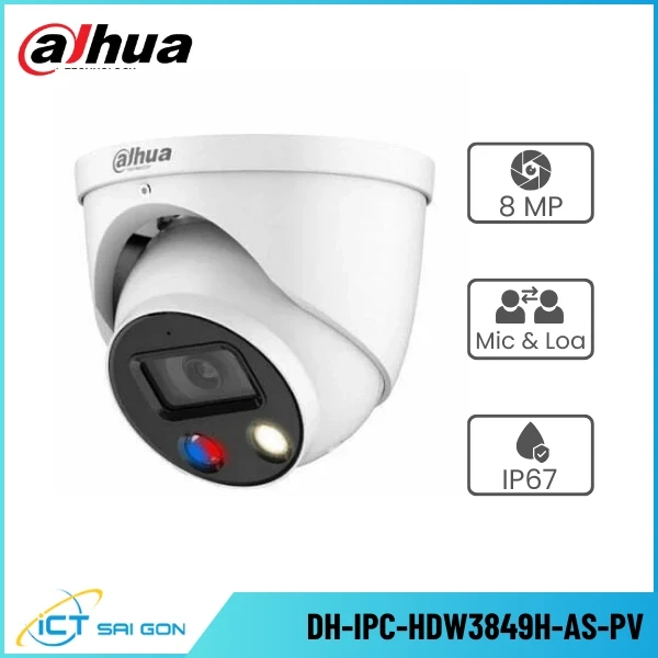 Camera IP DAHUA DH-IPC-HDW3849H-AS-PV 8MP Đàm thoại 2 chiều