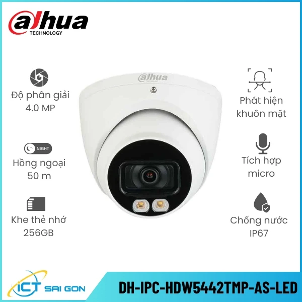 Camera IP DAHUA DH-IPC-HDW5442TMP-AS-LED 4MP kèm Mic