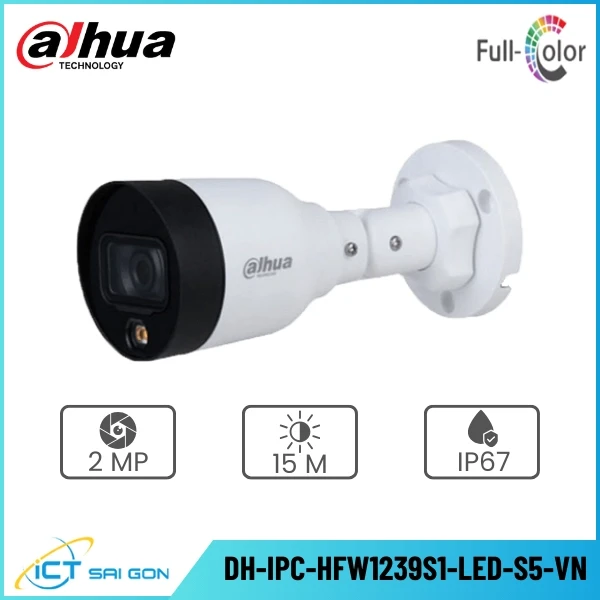 Camera IP DAHUA DH-IPC-HFW1239S1-LED-S5-VN 2MP Hỗ trợ Onvif/PoE