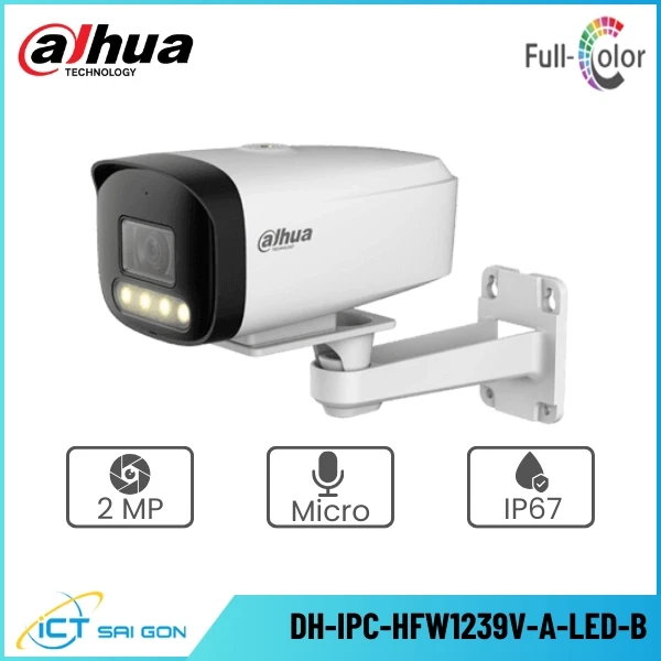 Camera IP DAHUA DH-IPC-HFW1239V-A-LED-B 2MP Full color Onvif/PoE