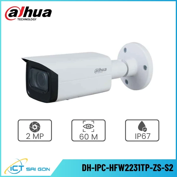 Camera IP DAHUA DH-IPC-HFW2231TP-ZS-S2 2MP Hỗ trợ Onvif/PoE IP67