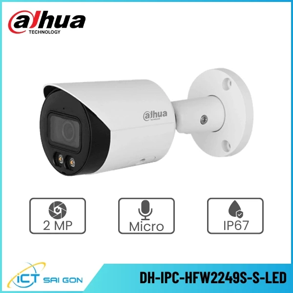 Camera IP DAHUA DH-IPC-HFW2249S-S-LED 2MP Full color Tích hợp Micro