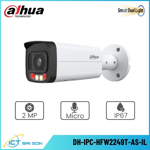 Camera IP DAHUA DH-IPC-HFW2249T-AS-IL 2MP Tích hợp Mic Onvif/PoE IP67