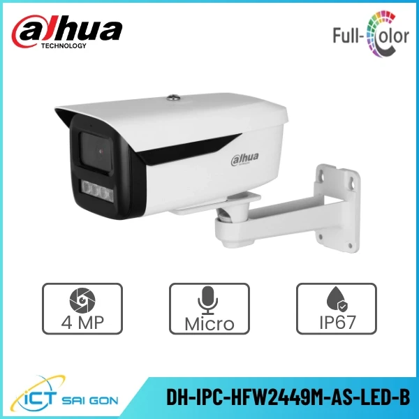 Camera IP DAHUA DH-IPC-HFW2449M-AS-LED-B 4MP Tích hợp Mic PoE