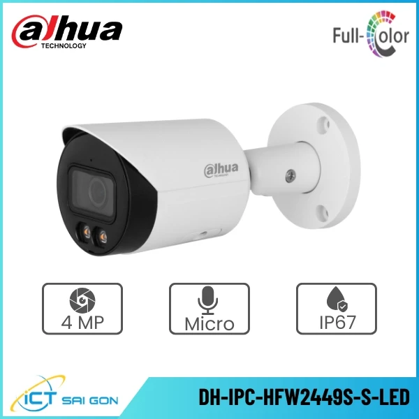 Camera IP DAHUA DH-IPC-HFW2449S-S-LED 4MP Tích hợp Mic