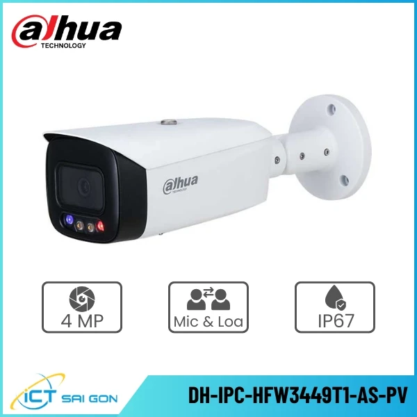 Camera IP DAHUA DH-IPC-HFW3449T1-AS-PV 4MP Đàm thoại 2 chiều