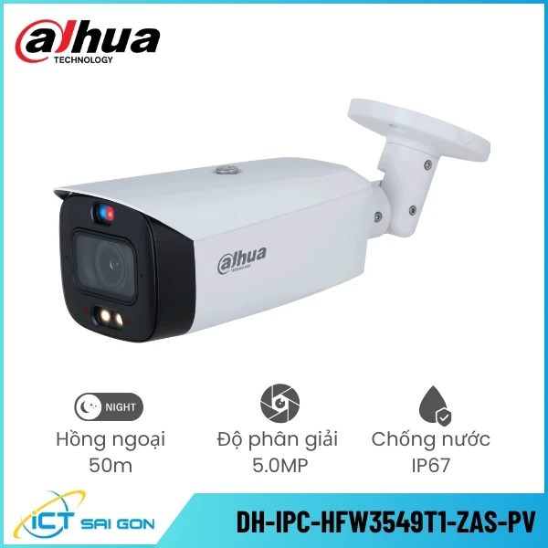 Camera IP DAHUA DH-IPC-HFW3549T1-ZAS-PV 5MP Full Color