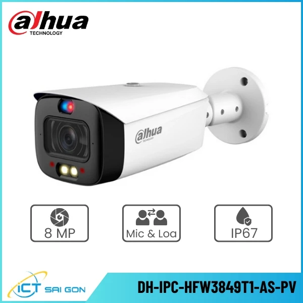 Camera IP DAHUA DH-IPC-HFW3849T1-AS-PV 8MP Đàm thoại 2 chiều