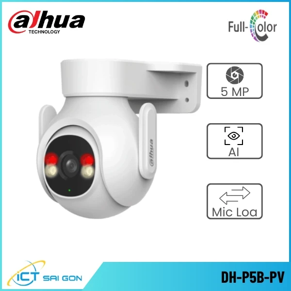 Camera IP Wifi DAHUA DH-P5B-PV 5MP Quay quét Đàm thoại 2 chiều