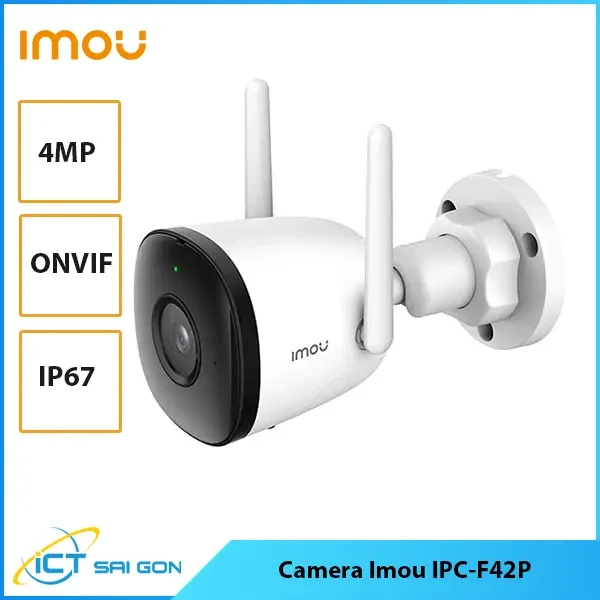 Camera Wifi thân cố định Ngoài Trời Imou IPC-F42P 4MP, Phát Hiện Con Người, Tầm Nhìn Đêm 30m, Chống Nước IP67