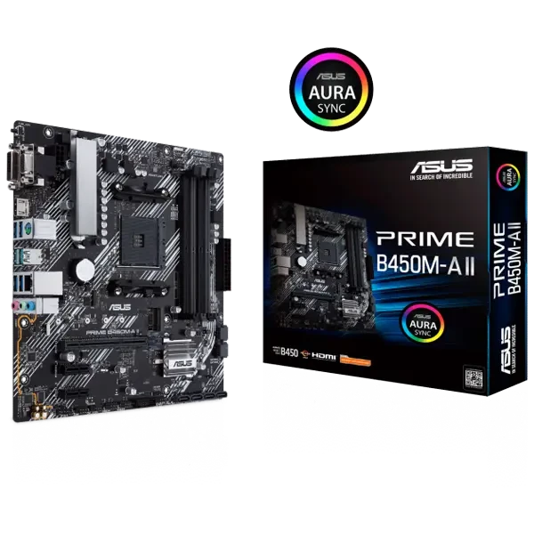 Mainboard Asus PRIME B450M-A II - Socket AM4, 4xDDR4,  1 x D-Sub, 1 x DVI-D, 1 x HDMI, 1 x M.2 NVMe