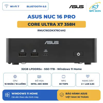 Mini PC ASUS NUC 16 Pro RNUC16GDKX76C4H2 – Core Ultra X7 358H, RAM 32GB, SSD 1TB, Windows 11 Home