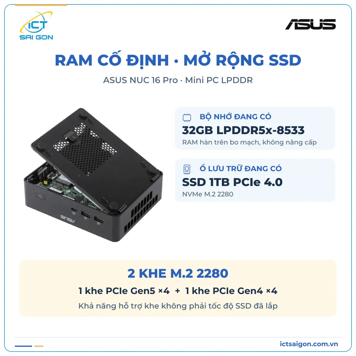 Mini PC ASUS NUC 16 Pro RNUC16GDKX76C4H2 – Core Ultra X7 358H, RAM 32GB, SSD 1TB, Windows 11 Home — ảnh 5