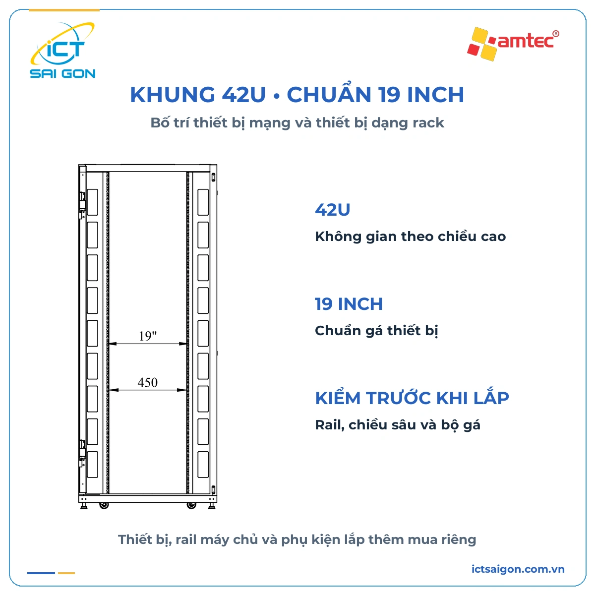 Tủ rack AMTEC 42U 19 inch AMR42-8100 – Thanh lý, đã qua sử dụng — ảnh 4