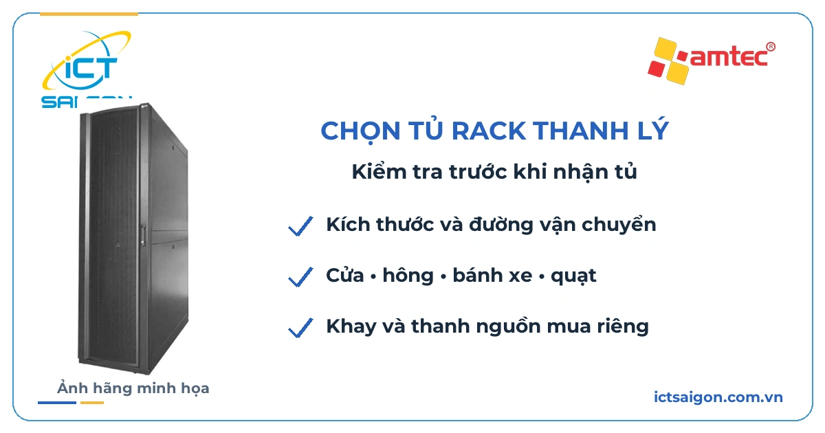 Kiểm tra kích thước và phụ kiện khi nhận tủ rack thanh lý
