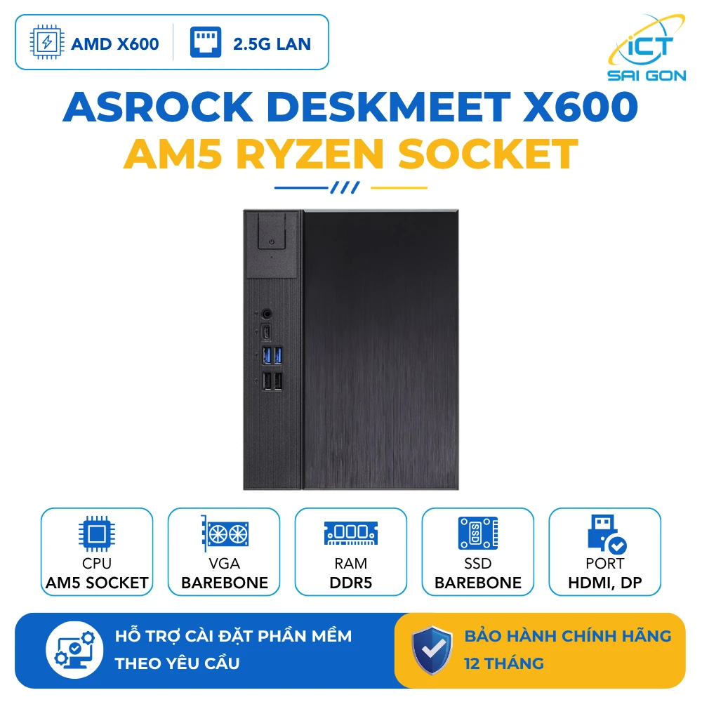 Mini PC Asrock DeskMeet X600 (Case+PWR+MB)